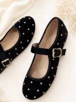 Bailarina Terciopelo Tachas Negro