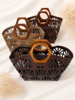 Bolso Geométrico Asa Madera