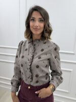 Blusa Vichy Flores Chocolate